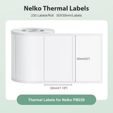 Load image into Gallery viewer, Nelko Labels for PM220, 2'' x 1.18'' (50x30mm) Thermal Sticker Label, 1 Roll of 230 Self-Adhesive Thermal Paper (White)