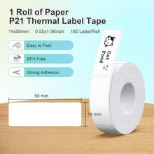 Load image into Gallery viewer, Nelko Genuine P21 Adapted Label Print Paper, 14x50mm (0.55"x1.97"), Multipurpose of P21 Label Maker, 180 Tapes/Roll, 1 Roll, White