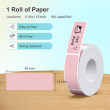 Load image into Gallery viewer, Nelko Genuine P21 Label Maker Tape, Adapted Label Print Paper, 14x40mm (0.55"x1.57"), Multipurpose of P21 Label Maker, 180 Tapes/Roll, 1 Roll, Pink
