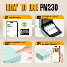 Load image into Gallery viewer, Nelko PM230 Bluetooth Sticker Printer – Portable Mini Sticker Maker with 3 Rolls Paper, Compatible with Phone & Tablet, Multiple Templates, Green