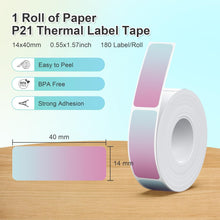 Load image into Gallery viewer, Nelko Genuine P21 Label Maker Tape, Adapted Label Print Paper, 14x40mm (0.55"x1.57"), Multipurpose of P21 Label Maker, 180 Tapes/Roll, 1 Roll, Light Purple