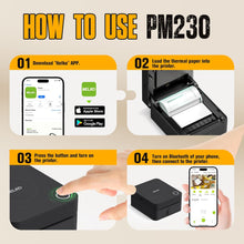 Load image into Gallery viewer, Nelko PM230 Bluetooth Sticker Printer – Portable Mini Sticker Maker with 3 Rolls Paper, Compatible with Phone & Tablet, Multiple Templates, Black