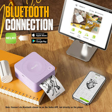 Load image into Gallery viewer, Nelko PM230 Bluetooth Sticker Printer – Portable Mini Sticker Maker with 3 Rolls Paper, Compatible with Phone & Tablet, Multiple Templates, Purple