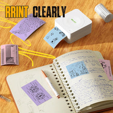 Load image into Gallery viewer, Nelko Genuine Self-Adhesive Thermal Printer Stickers, Compatible with PM230 Mini Sticker Printer, Black on White, 54mmx3.5m Mini Sticker Printer Paper, 3 Rolls, Blue/Pink/Purple