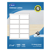 Load image into Gallery viewer, Address Labels, 2" x 4" NELKO Shipping Address Labels for Laser &amp; Inkjet Printers, Mailing Labels, Easy to Peel, Strong Adhesive