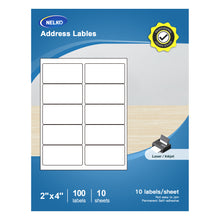 Load image into Gallery viewer, Address Labels, 2" x 4" NELKO Shipping Address Labels for Laser &amp; Inkjet Printers, Mailing Labels, Easy to Peel, Strong Adhesive