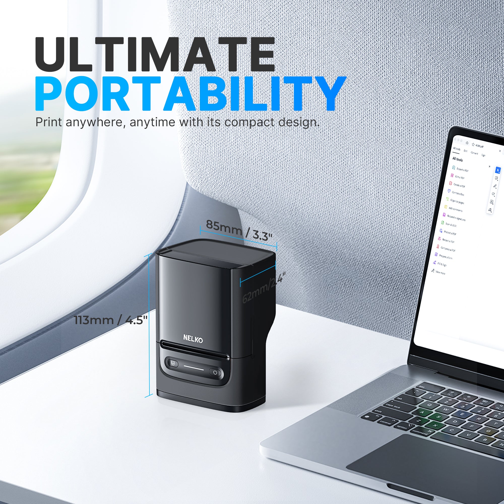 Nelko Label Maker Machine with Tape, PM220 Bluethooth Label Printer, 2 Inch Portable Thermal Printer for Small Business, Address, Logo, Clothing, Sticker Printer for Phones & PC, Black