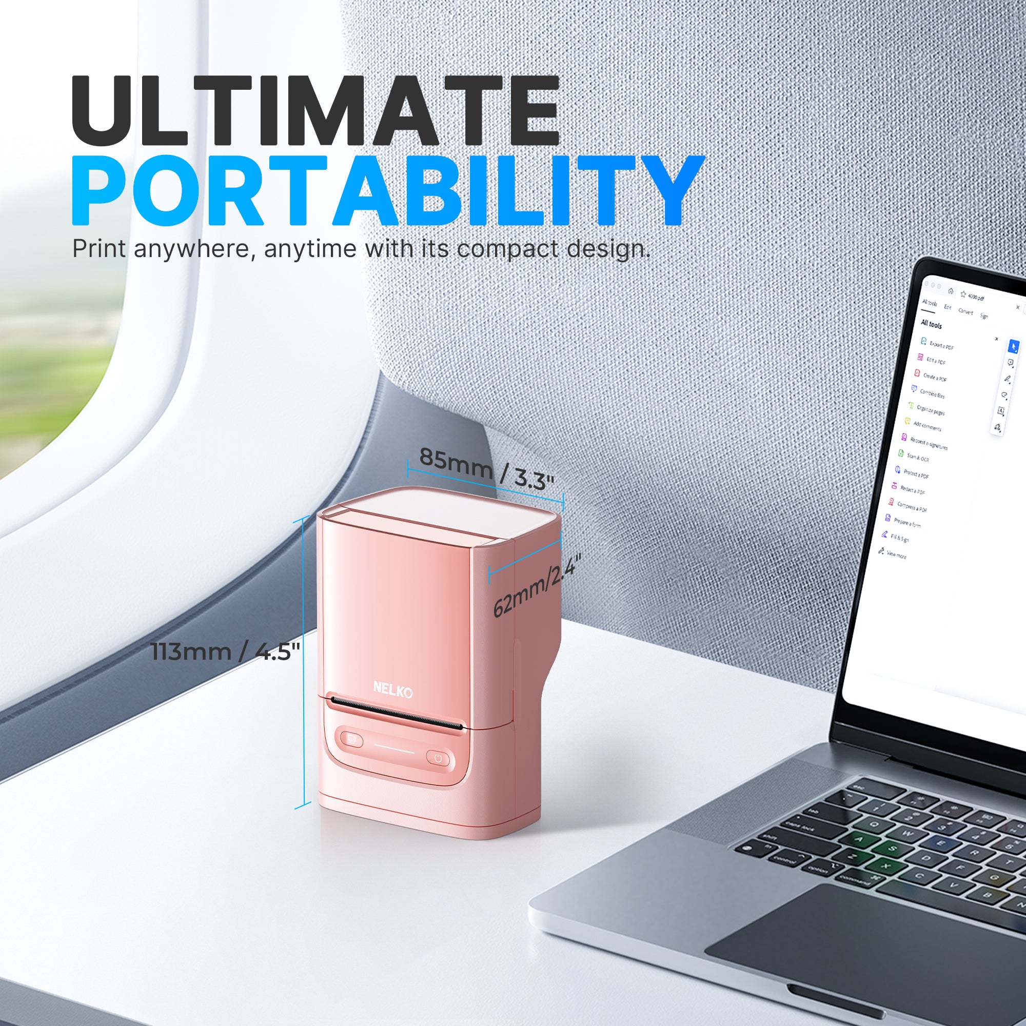 Nelko Label Maker Machine with Tape, PM220 Bluethooth Label Printer, 2 Inch Portable Thermal Printer for Small Business, Address, Logo, Clothing, Sticker Printer for Phones & PC, Pink