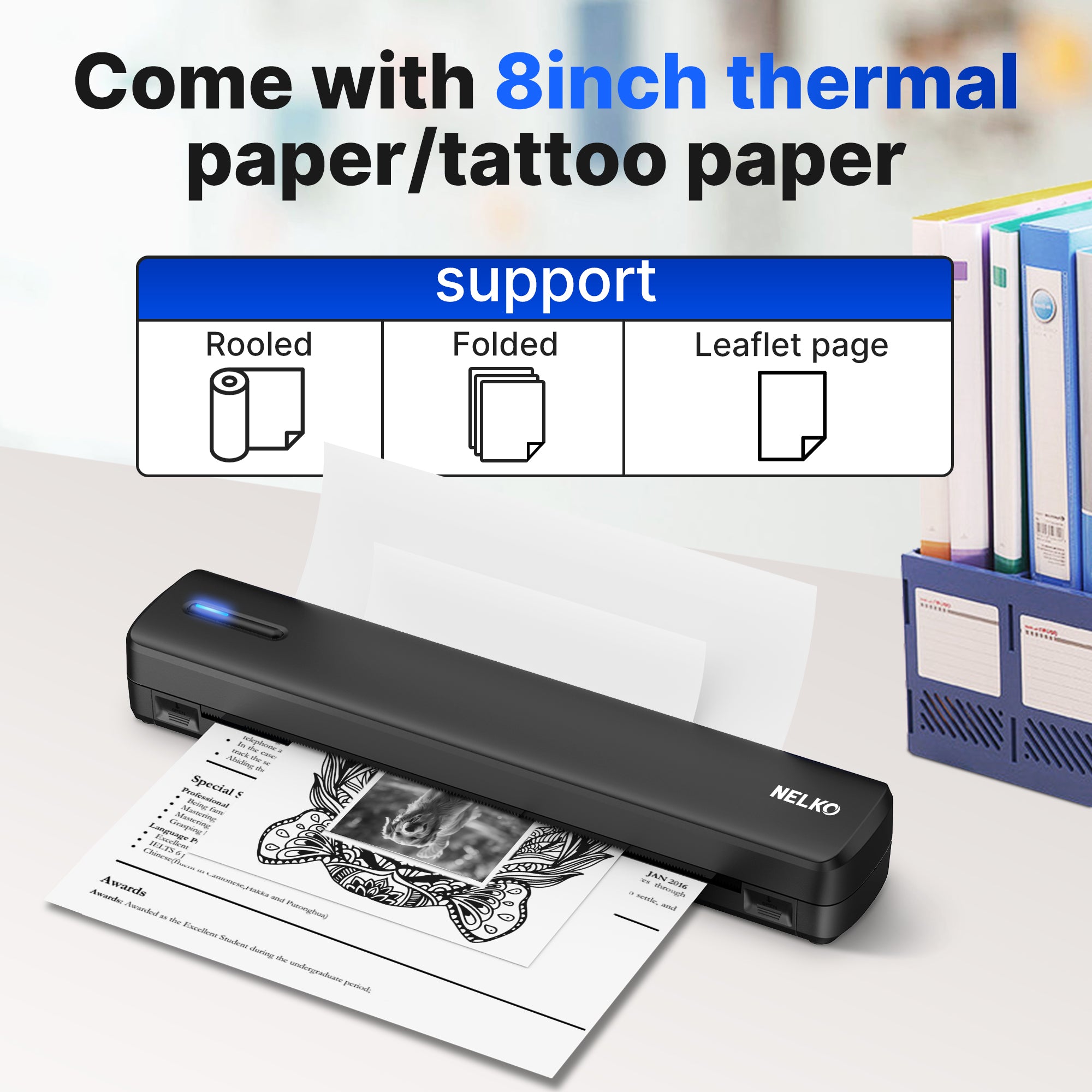 Nelko D810 Tattoo Stencil Printer（with 10pcs Tattoo Transfer Papers,Black）