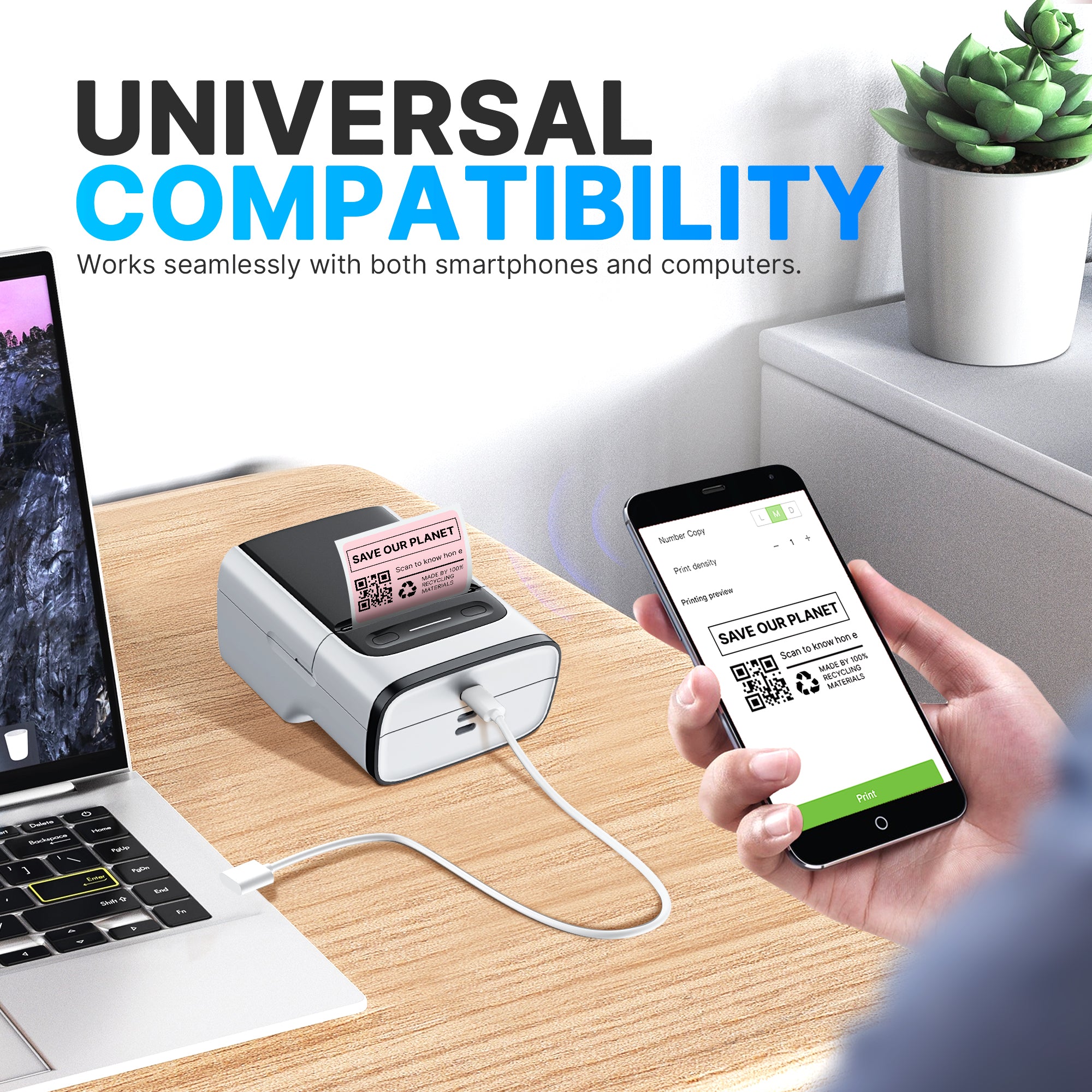 Nelko PM220 Portable Bluethooth Label Makers (with 50x30mm Label Tape)