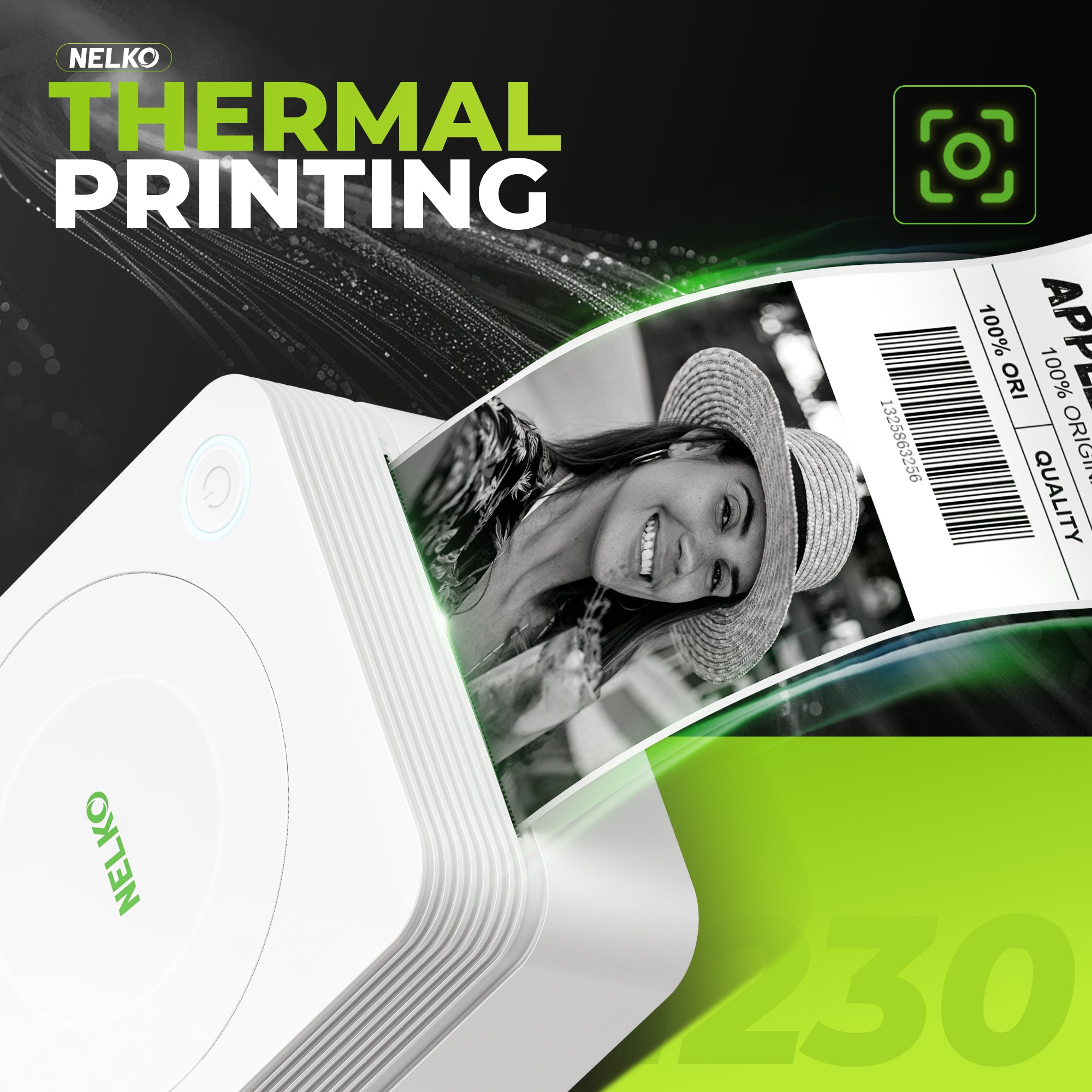 Nelko PM230 Bluetooth Sticker Printer – Portable Mini Sticker Maker with 3 Rolls Paper, Compatible with Phone & Tablet, Multiple Templates, White