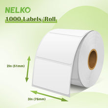 Load image into Gallery viewer, Nelko Genuine 3" x 2" Direct Thermal Label, 1000 Labels (Commercial Grade)