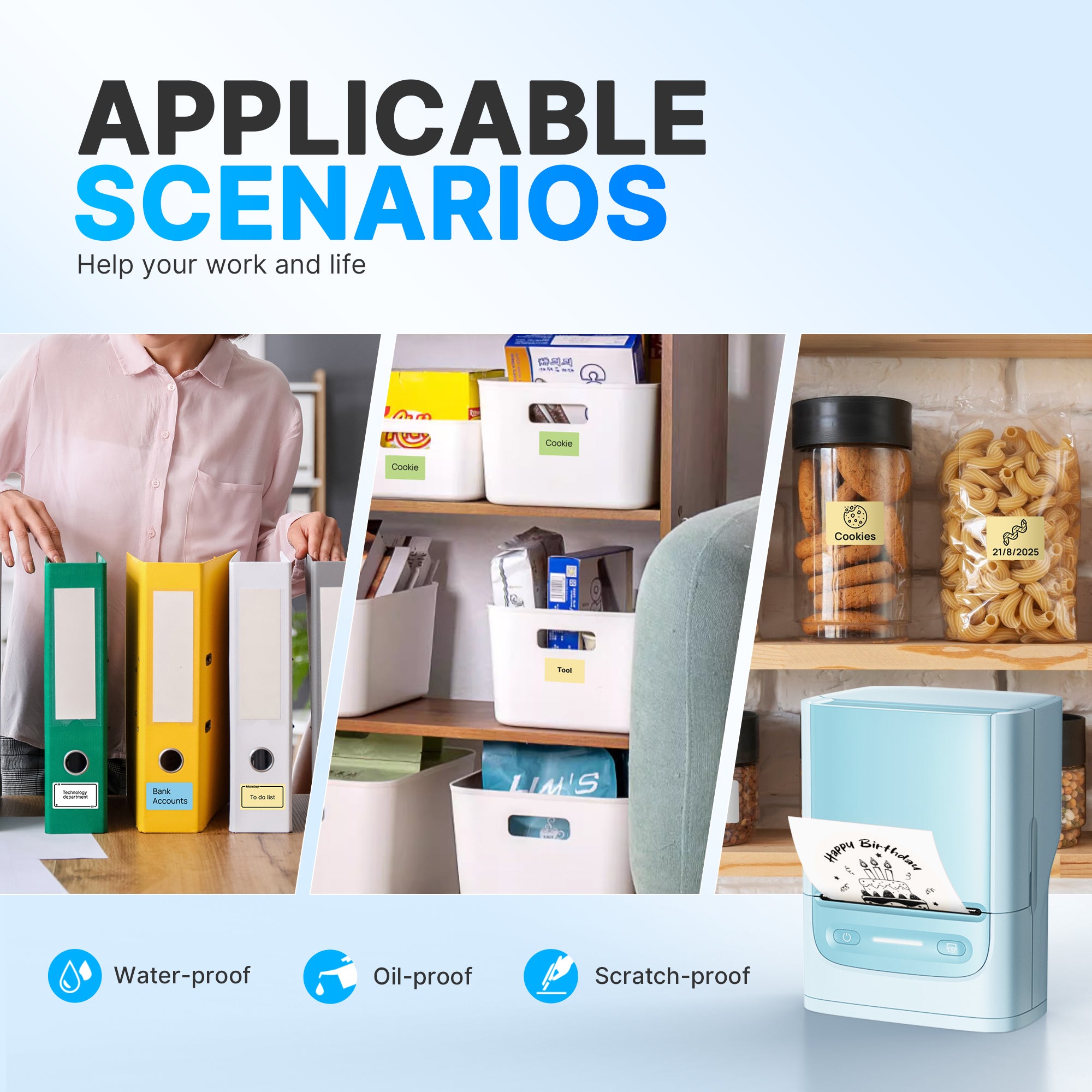 Nelko Label Maker Machine with Tape, PM220 Bluethooth Label Printer, 2 Inch Portable Thermal Printer for Small Business, Address, Logo, Clothing, Sticker Printer for Phones & PC, Cyan