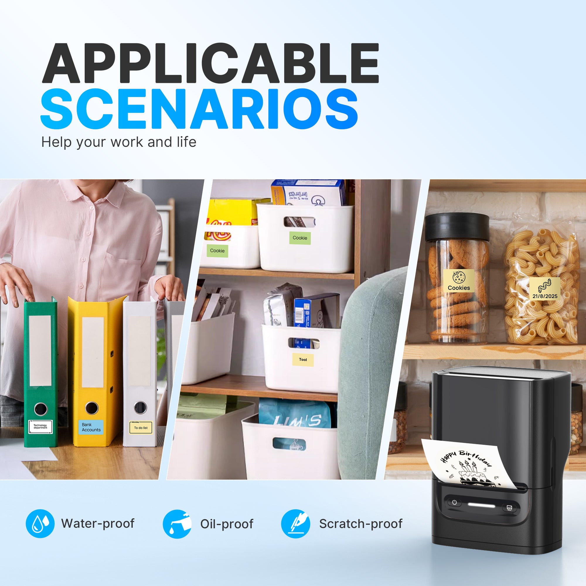 Nelko Label Maker Machine with Tape, PM220 Bluethooth Label Printer, 2 Inch Portable Thermal Printer for Small Business, Address, Logo, Clothing, Sticker Printer for Phones & PC, Black