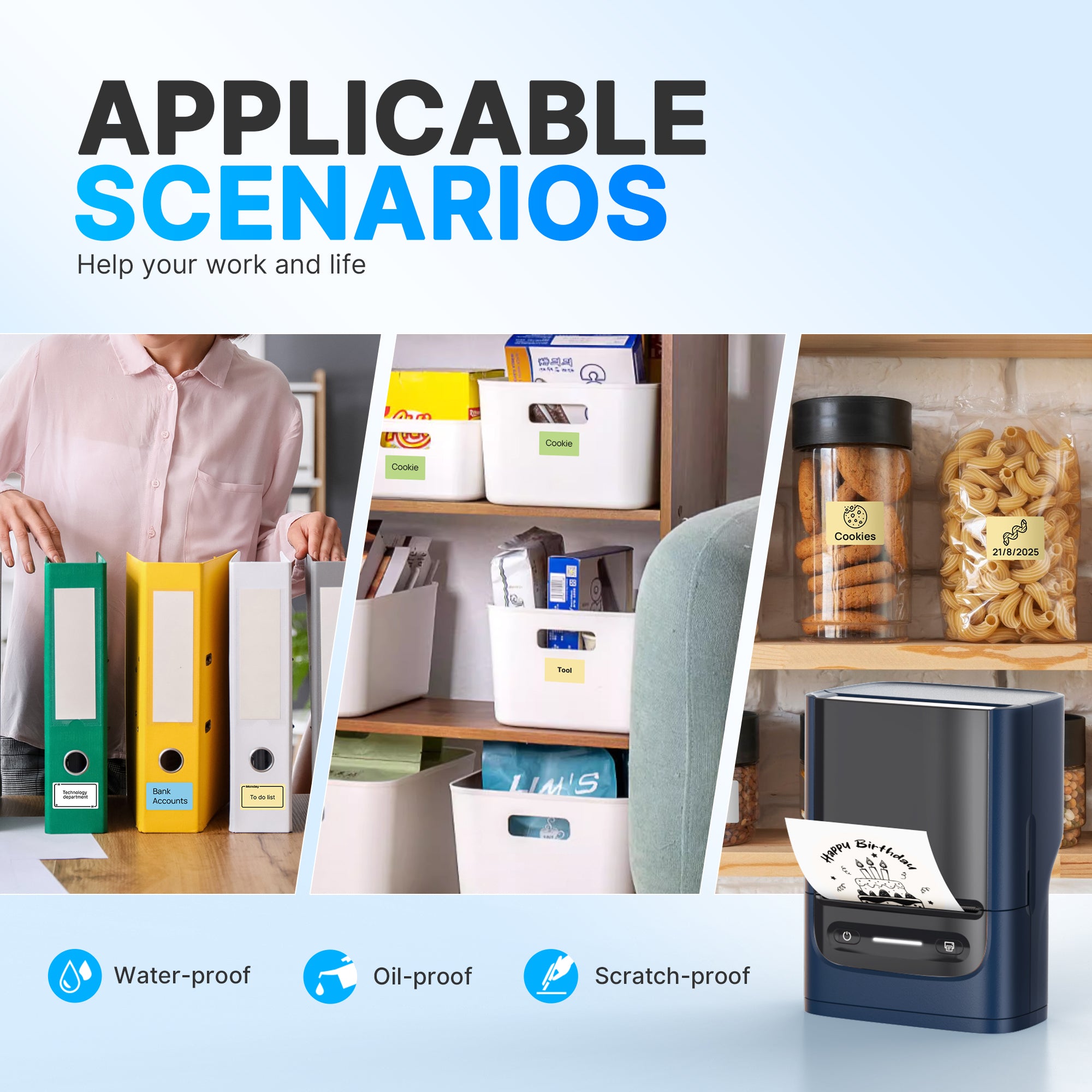 Nelko Label Maker Machine with Tape, PM220 Bluethooth Label Printer, 2 Inch Portable Thermal Printer for Small Business, Address, Logo, Clothing, Sticker Printer for Phones & PC, Deep Blue