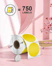 Load image into Gallery viewer, Nelko 2 Inch Yellow Circle Thermal Stickers Labels 750 Labels/Roll