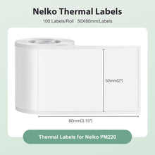 Load image into Gallery viewer, Nelko Labels for PM220, 2'' x 3.15'' (50x80mm) Thermal Sticker Label, 100 Labels/Roll, 3 Roll (White)
