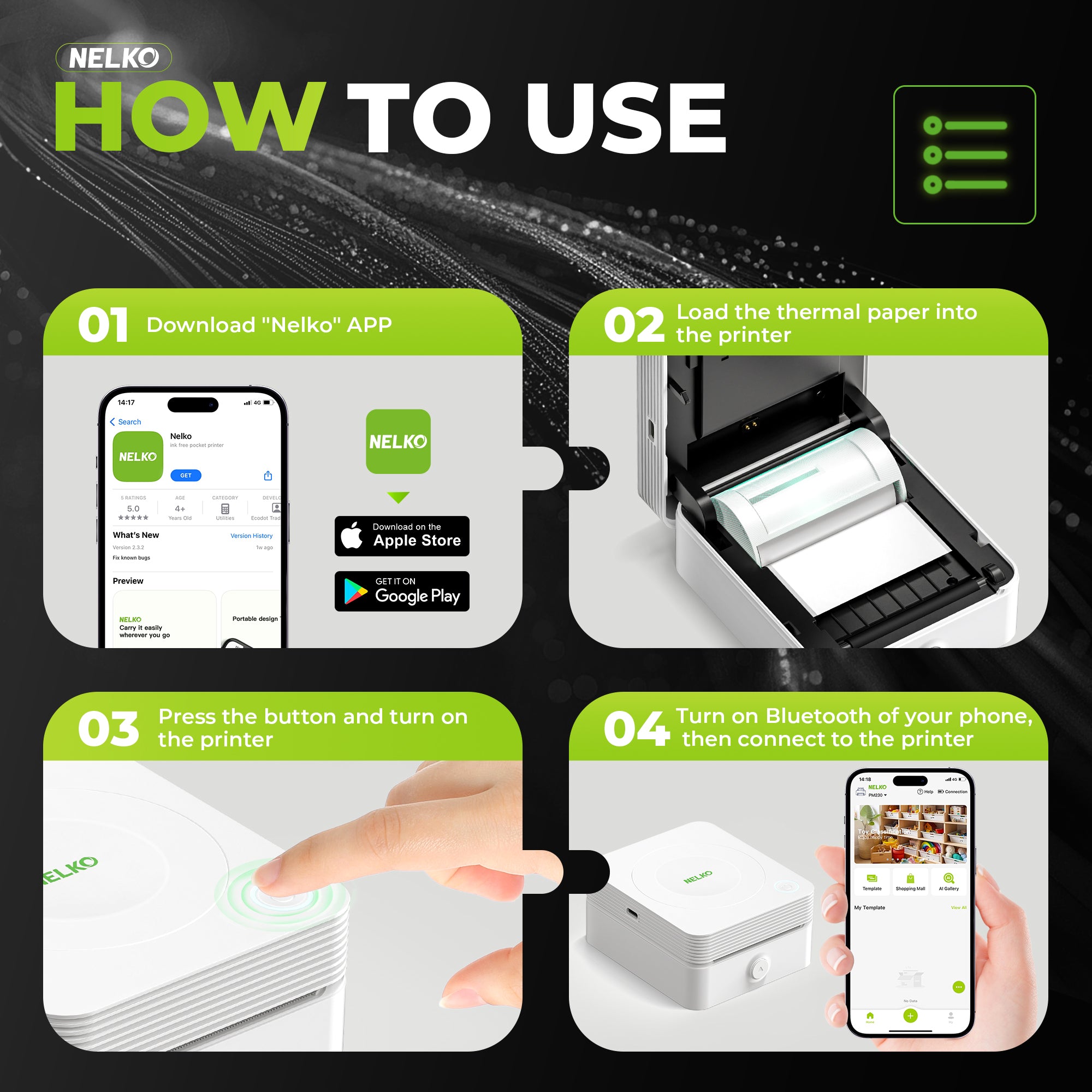 Nelko PM230 Bluetooth Sticker Printer – Portable Mini Sticker Maker with 3 Rolls Paper, Compatible with Phone & Tablet, Multiple Templates, White