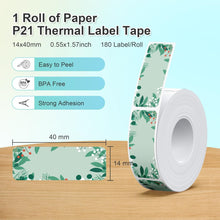 Load image into Gallery viewer, Nelko Genuine P21 Plant 1.0 Label Maker Tape, Adapted Label Print Paper, 14x40mm (0.55"x1.57"),Multipurpose of P21 Label Maker, 180 Tapes/Roll, 1 Roll