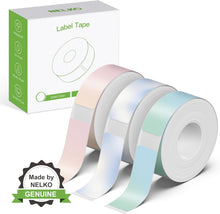 Load image into Gallery viewer, NELKO Genuine P21 Label Maker Tape, Adapted Label Print Paper, 14x40mm (0.55"x1.57"), Gradient Pink Blue Green Standard Laminated Labeling Replacement, Multipurpose of P21, 180 Tapes/Roll, 3-Roll, Gradient Pink/Blue/Green