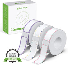 Load image into Gallery viewer, NELKO Genuine P21 Label Maker Tape, Adapted Label Print Paper, 14x40mm (0.55"x1.57"), Gradient Pink Blue Green Standard Laminated Labeling Replacement, Multipurpose of P21, 180 Tapes/Roll, 3-Roll, Pattern with Border 2.0