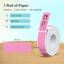 Load image into Gallery viewer, Nelko Genuine P21 Label Maker Tape, Adapted Label Print Paper, 14x40mm (0.55"x1.57"),  Multipurpose of P21 Label Maker, 180 Tapes/Roll, 1 Roll, Rose Red