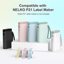 Load image into Gallery viewer, NELKO Genuine P21 Label Maker Tape, Adapted Label Print Paper, 14x40mm (0.55"x1.57"), Gradient Pink Blue Green Standard Laminated Labeling Replacement, Multipurpose of P21, 180 Tapes/Roll, 3-Roll, Gradient Pink/Blue/Green