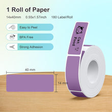 Load image into Gallery viewer, Nelko Genuine P21 Label Maker Tape, Adapted Label Print Paper, 14x40mm (0.55"x1.57"), Multipurpose of P21 Label Maker, 180 Tapes/Roll, 1 Roll, Dark Purple