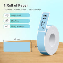 Load image into Gallery viewer, Nelko Genuine P21 Label Maker Tape, Adapted Label Print Paper, 14x40mm (0.55"x1.57"),  Multipurpose of P21 Label Maker, 180 Tapes/Roll, 1 Roll, Blue