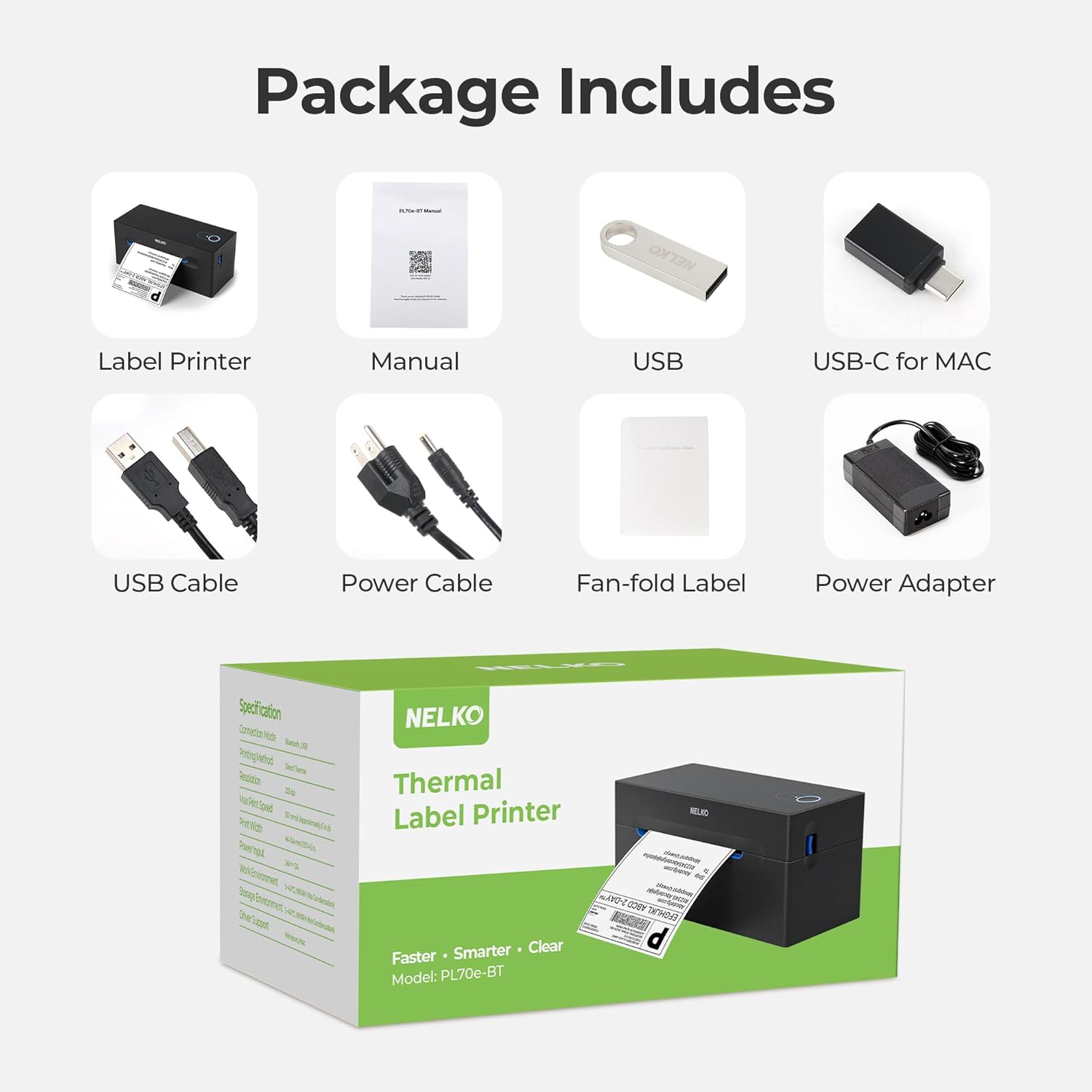 NELKO PL70E Bluetooth Thermal Shipping Label Printer