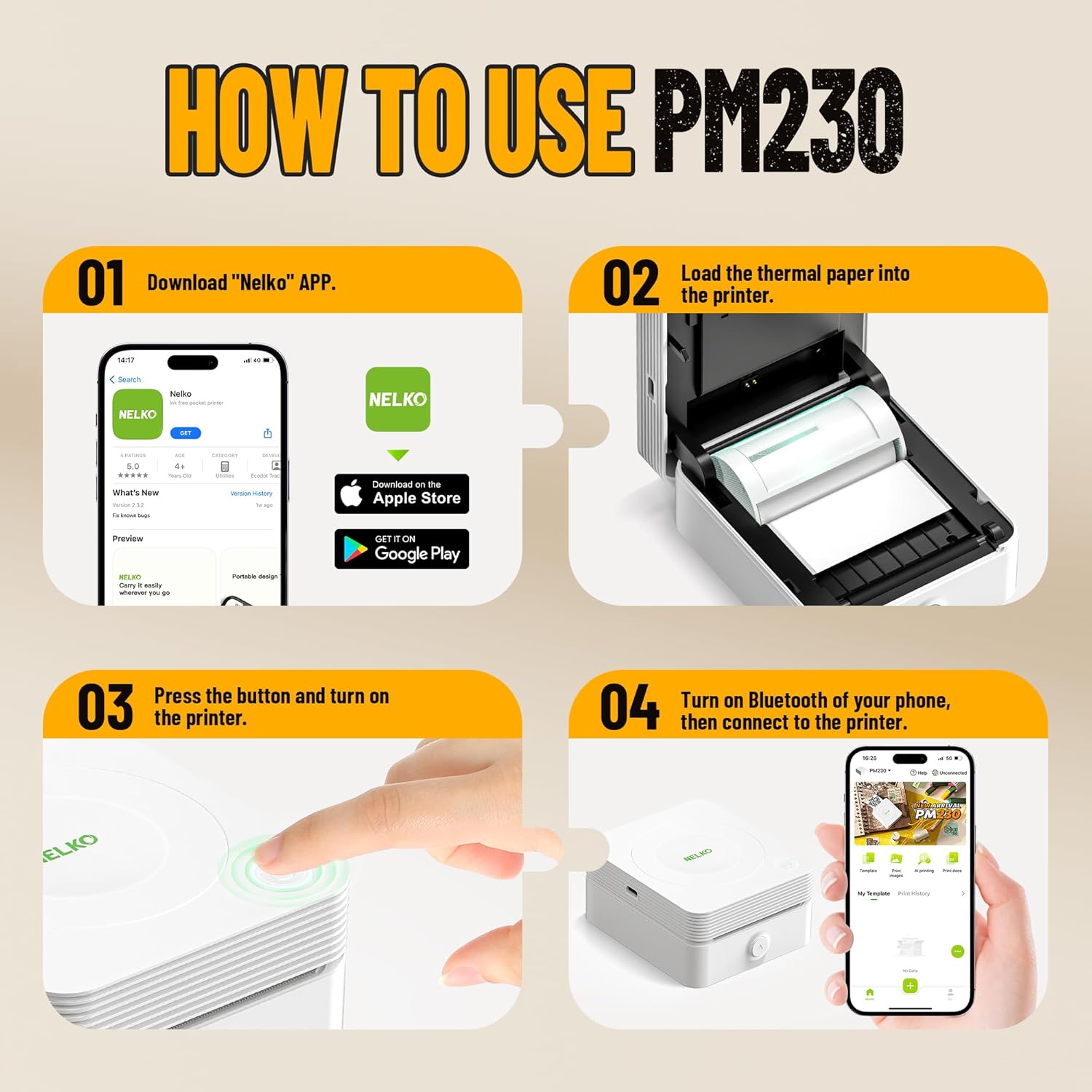 NELKO PM230 Bluetooth Sticker Printer
