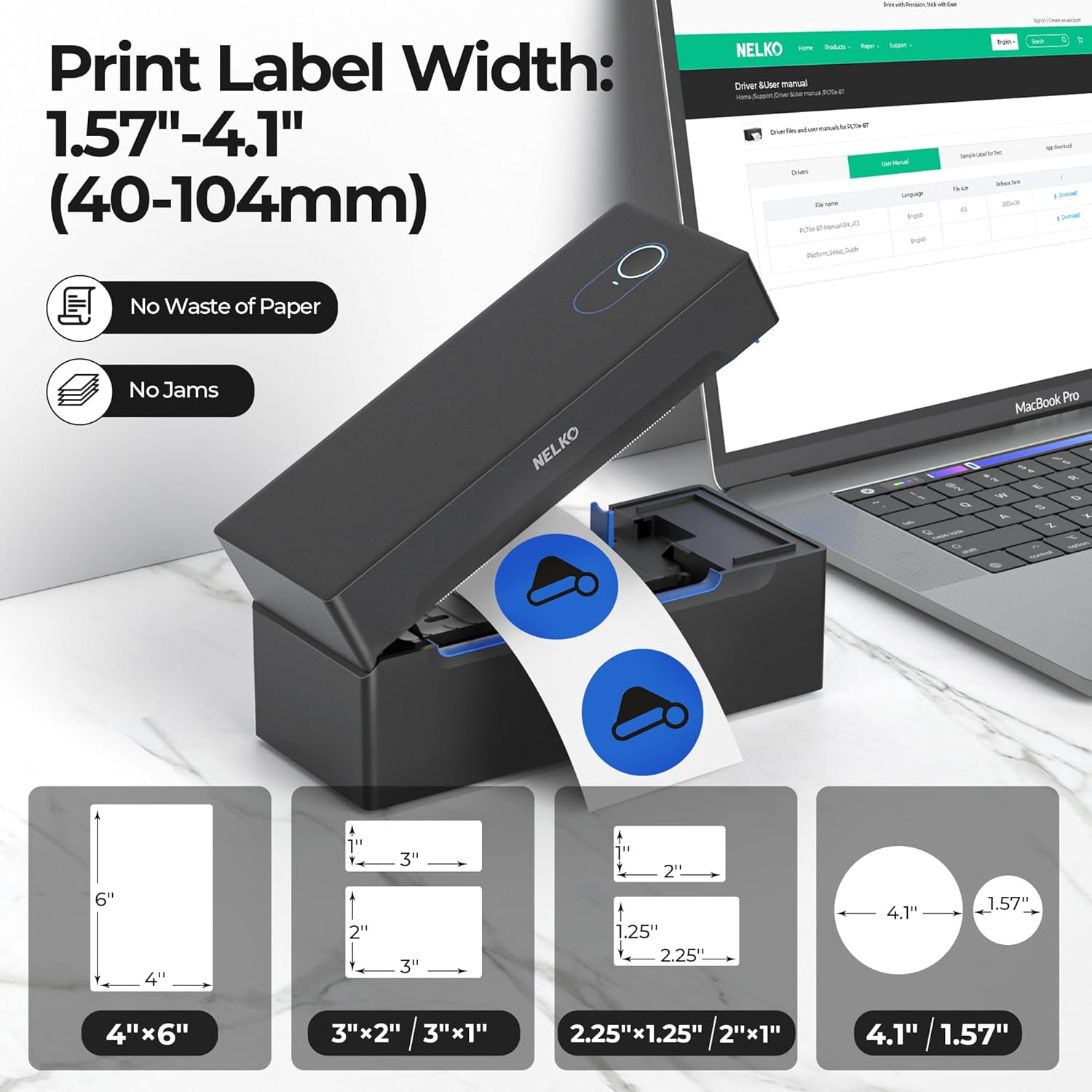 NELKO PL70E Bluetooth Thermal Shipping Label Printer