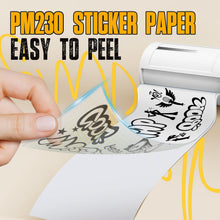 Load image into Gallery viewer, Nelko Genuine Self-Adhesive Thermal Printer Stickers, Compatible with PM230 Mini Sticker Printer, Black on White, 54mmx3.5m Mini Sticker Printer Paper for Journal, Photos, Note, 3 Rolls, Transparent
