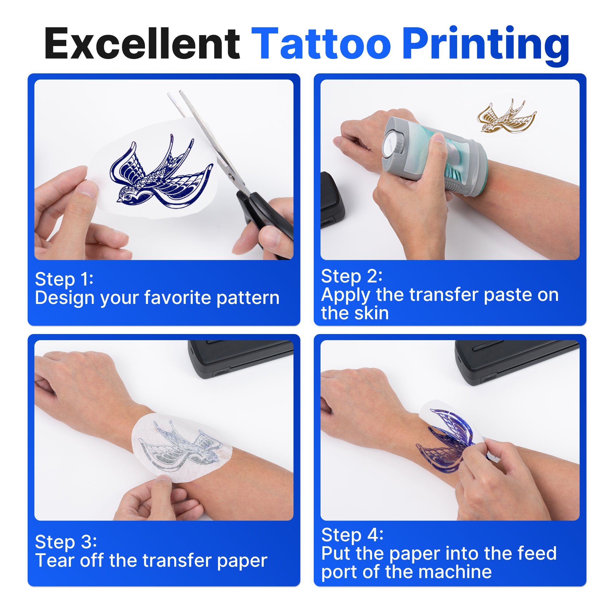 Nelko D810 Tattoo Stencil Printer（with 10pcs Tattoo Transfer Papers,Black）