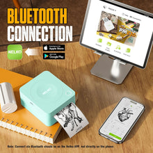 Load image into Gallery viewer, Nelko PM230 Bluetooth Sticker Printer – Portable Mini Sticker Maker with 3 Rolls Paper, Compatible with Phone &amp; Tablet, Multiple Templates, Green