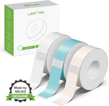Load image into Gallery viewer, NELKO Genuine P21 Label Maker Tape, Adapted Label Print Paper, 14x40mm (0.55"x1.57"), Standard Laminated Labeling Replacement, Multipurpose of P21, 180 Tapes/Roll, 3-Roll, Grey/Brown/Green