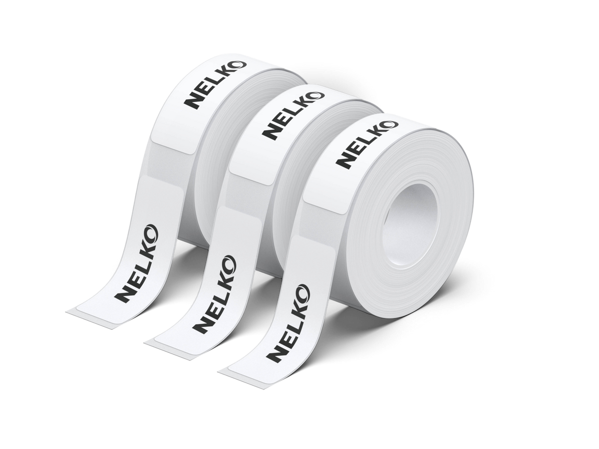 NELKO P21 Angepasstes Etikettendruckpapier, 14 x 40 mm (0,55 x 1,57 Zoll), 180 Bänder/Rolle, 3 Rollen 