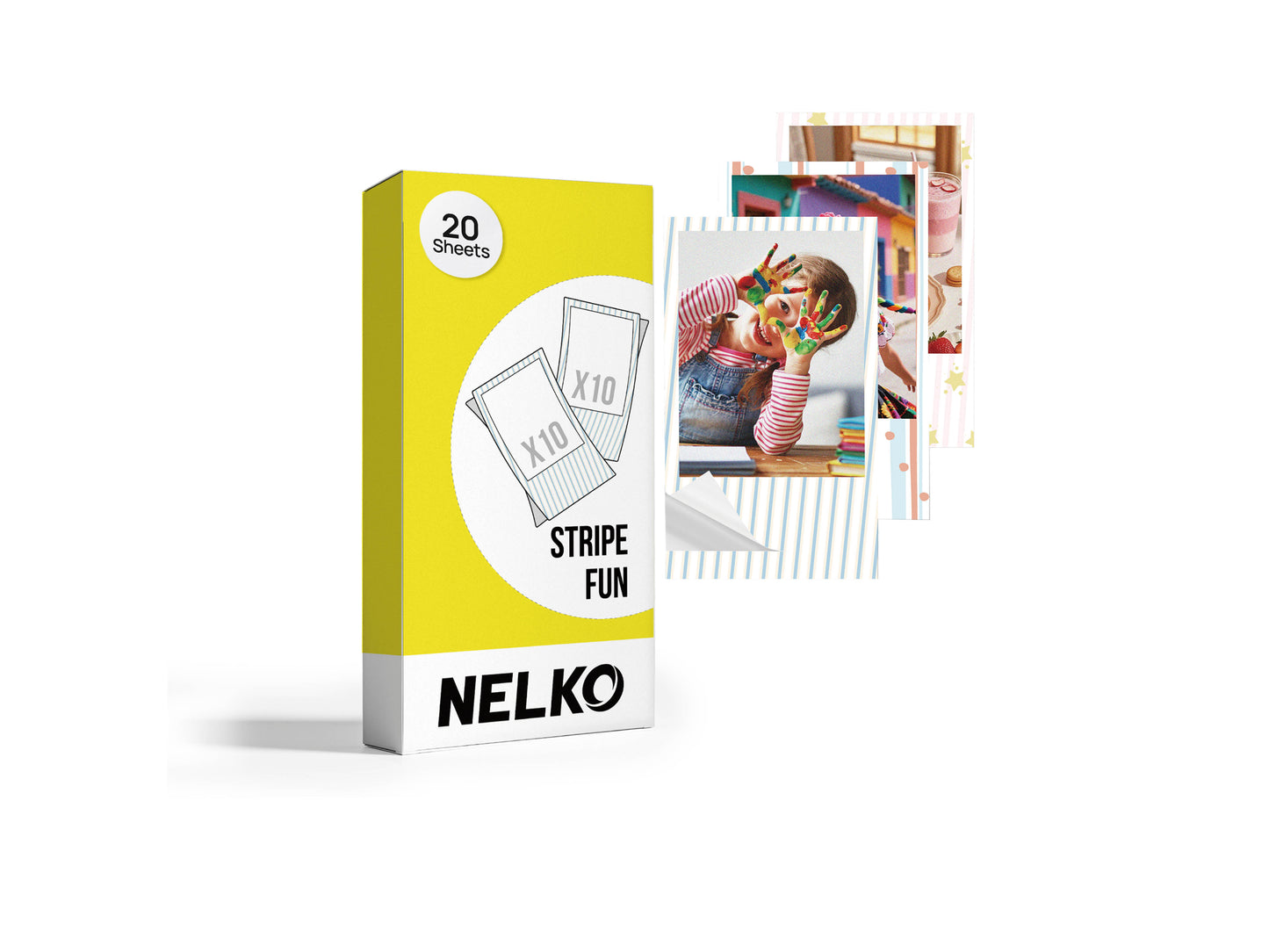 NELKO 2"×3" Photo Paper for PP01 & PP03 - Stripe Fun Edition