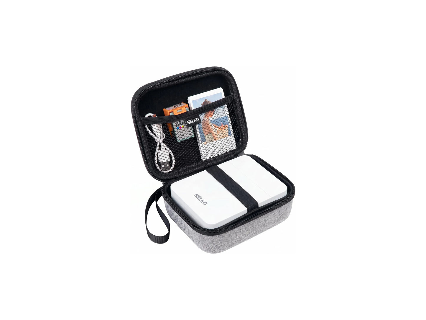 NELKO Hülle kompatibel mit P21 Etikettendrucker, kompatibel mit den meisten Mini-Etikettendruckern, Halterung für Beschriftungsgeräte, Drucker und Beschriftungsbänder, Box mit Netztasche für Batteriezubehör (nur Hülle) 
