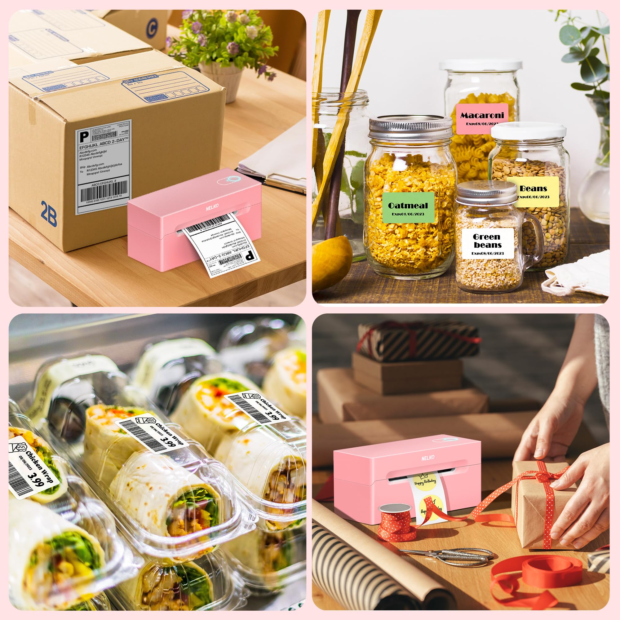 Nelko Bluetooth Thermal Shipping Label Printer PL70e(Pink)