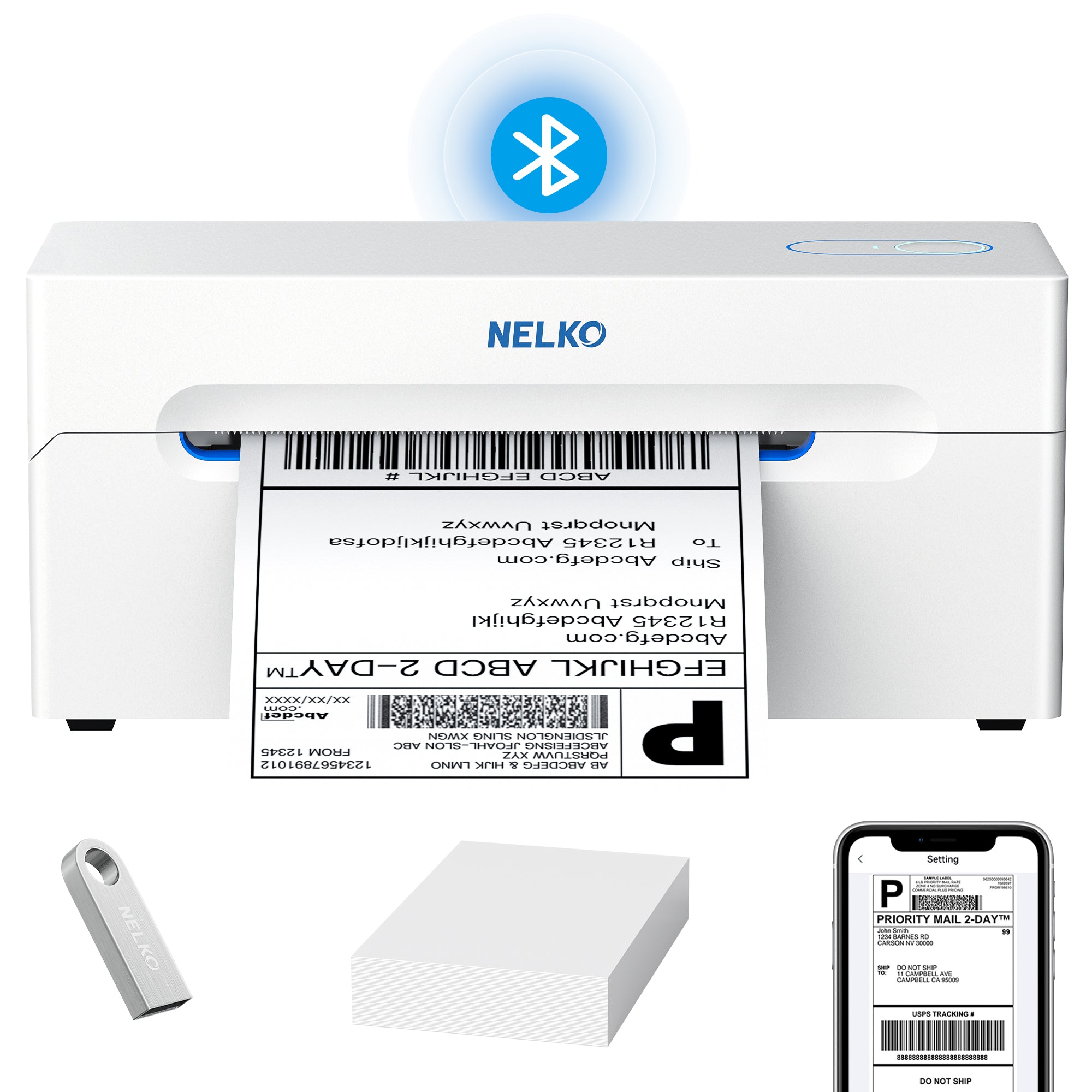 Nelko Bluetooth Thermal Shipping Label Printer PL70e